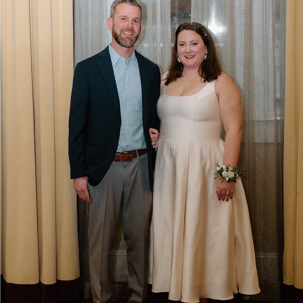 Azazie Strapless Satin Dress in cream - Picture 5 of 6
